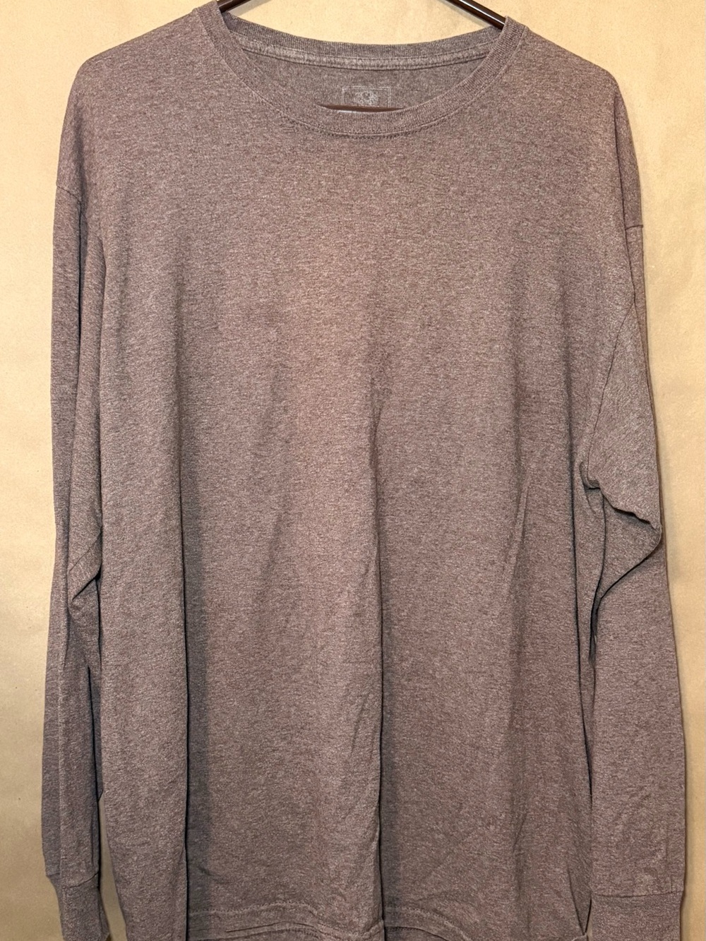 Fruit of the Loom Heather Brown Long Sleeve T-Shirt